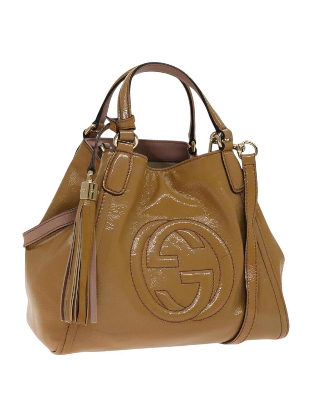 Gucci Soho Hand Bag Enamel 2Way Beige #344262G58B